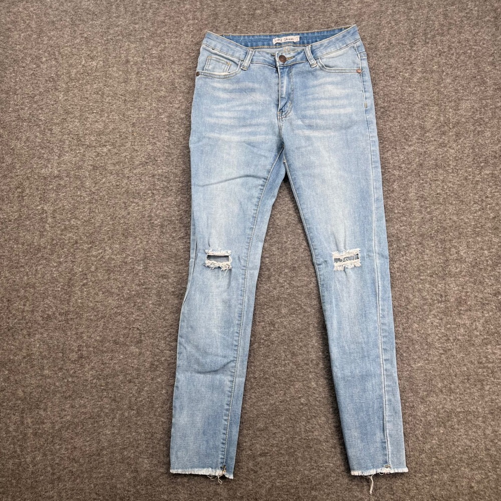 AQ Jeans Womens Size 5 Light Wash Distressed Skinny Jeans Frayed Hem